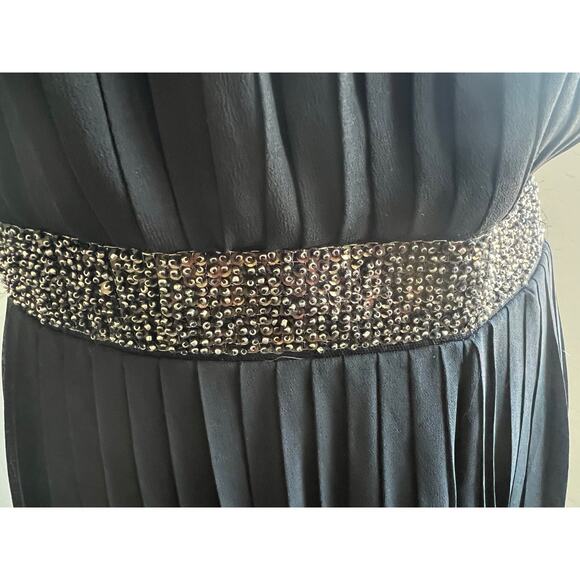 Lane Bryant Pleated Beaded Waist Front Palazzo Sleeveless Black Jumpsuit 16 - Picture 6 of 11